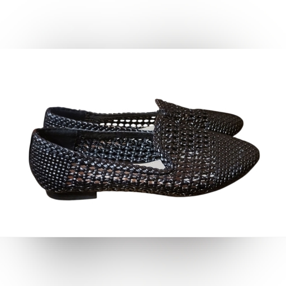 BP. Nordstrom Wesley Woven Flat In Black Faux Leather Loafer Size 7.5